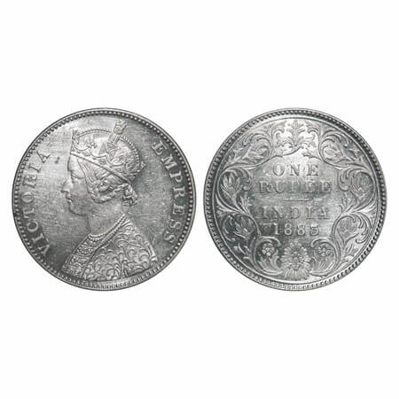 Victoria Empress, Silver, Rupee, 1883, Bombay Mint, A3/I, 'B' raised. F. Prid 164. GK 483.