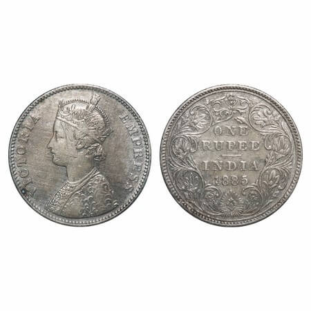 Victoria Empress, Silver, Rupee, 1885, Bombay Mint, A3/II(i), 'B' raised, Top stroke of nu