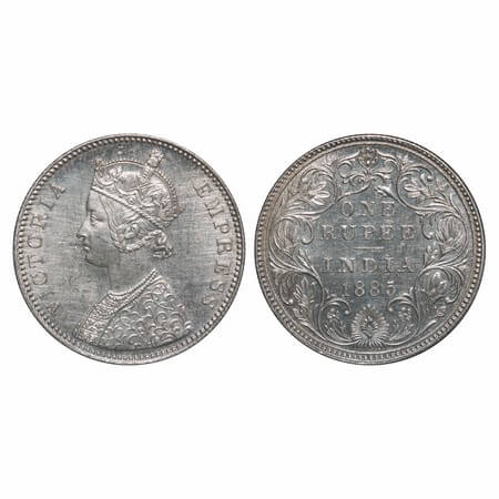 Victoria Empress, Silver, Rupee, 1885, Bombay Mint, A3/II(i), 'B' raised, Top stroke of nu