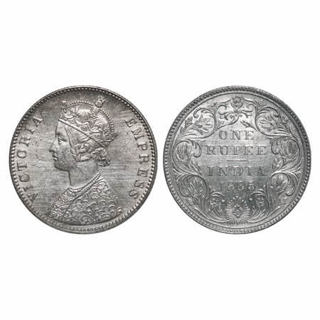 Victoria Empress, Silver, Rupee, 1885, Bombay Mint, A3/II(i), 'B' raised, Top stroke of nu