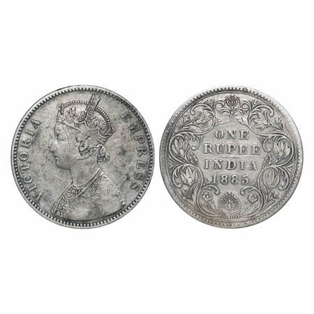 Victoria Empress, Silver, Rupee, 1885, Bombay Mint, A3/II(iv), 'B' raised, Ghost on Rev. F