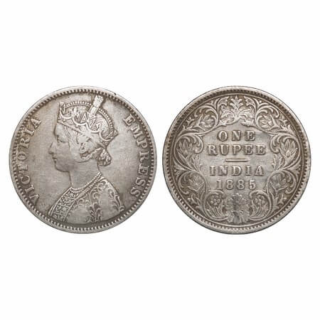 Victoria Empress, Silver, Rupee, 1885, Calcutta Mint, C2/I(i), 'C' incused. F. Prid Unlist