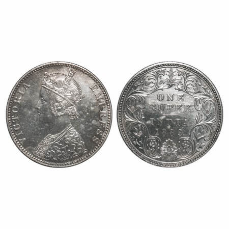Victoria Empress, Silver, Rupee, 1889, Bombay Mint, C2/I, 'B' incused. F. Prid 177. GK 564