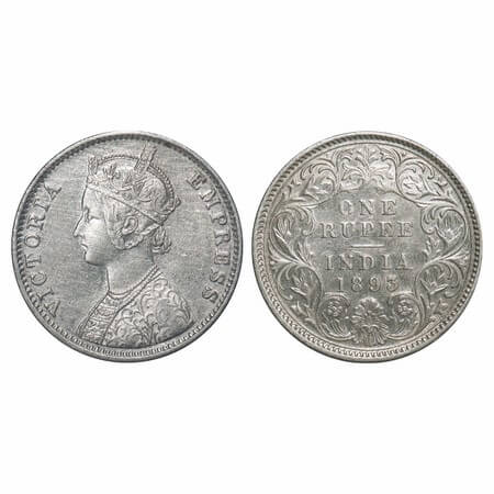 Victoria Empress, Silver, Rupee, 1893, Calcutta Mint, C3/I(i), 'C' incused. F. Prid 134. G