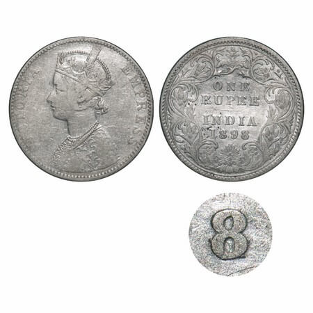 Victoria Empress, Silver, Rupee, 1898, Bombay Mint,C2/I(ii), 'B' incused, traces of numera