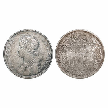 Victoria Empress, Silver, Rupee, 1898, Bombay Mint, A3/I(ii), 'B' incused. F. Prid Unliste