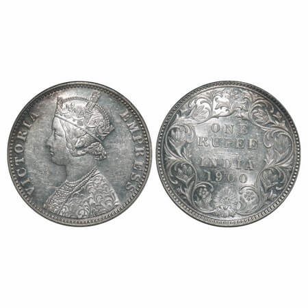 Victoria Empress, Silver, Rupee, 1900, Bombay Mint, A3(i)/I(ii), 'B' incused. F. Prid 186.