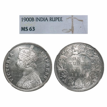 Victoria Empress, Silver, Rupee, 1900, Bombay Mint, A3(i)/I(ii), 'B' incused. F. Prid 186.