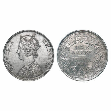Victoria Empress, Silver, Rupee, 1900, Calcutta Mint, C3/I(i), 'C' incused. F. Prid 138. G