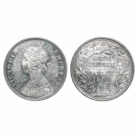 Victoria Empress, Silver, Rupee, 1901, Bombay Mint, A3(i)/I(ii), 'B' incused, Planchate fl