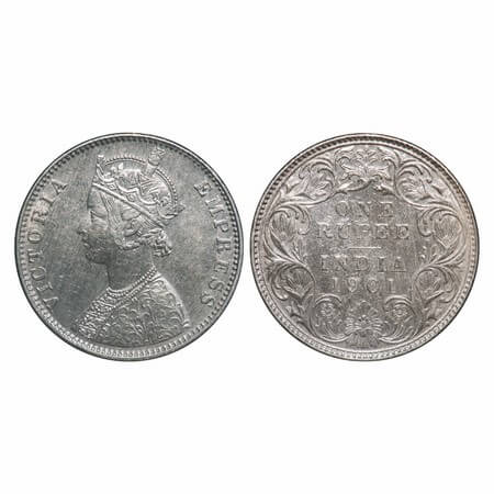 Victoria Empress, Silver, Rupee, 1901, Bombay Mint, A3(i)/I(ii), 'B' incused, The Queen's 