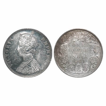 Victoria Empress, Silver, Rupee, 1901, Bombay Mint, C2(ii)/I, 'B' incused. F. Prid Unliste