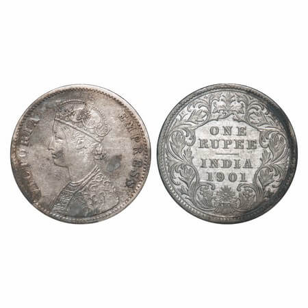 Victoria Empress, Silver, Rupee, 1901, Calcutta Mint, A4/I(i), 'C' incused, The Queen's ja