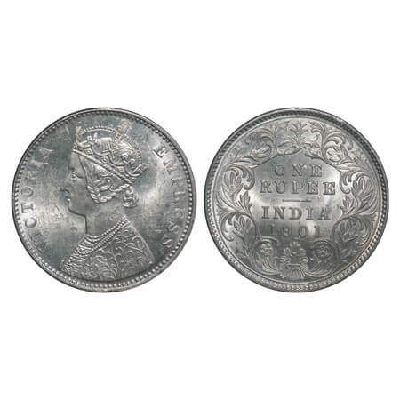 Victoria Empress, Silver, Rupee, 1901, Calcutta Mint, C3/I(i), 'C' incused. F. Prid 139. G