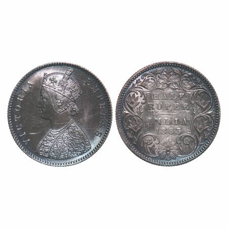 Victoria Empress, Silver, Half Rupee, 1883, Calcutta Mint, A/I, 'C' incused, Scratch marks