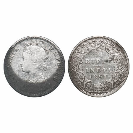 Victoria Empress, Silver, 1/4 Rupee, 1897, Bombay Mint, C(i)/I, 'B' incused. F. Prid 430.