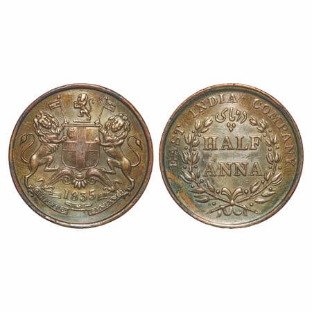 William IV, Copper, Half Anna, 1835, Madras Mint, Small Berries, Wreath with 20 Berries (1