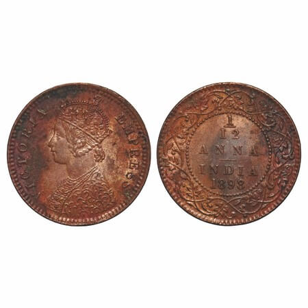 Victoria Empress, Copper, 1/12 Anna, 1898, Calcutta Mint, Obv B, No mint mark. F. Prid 803