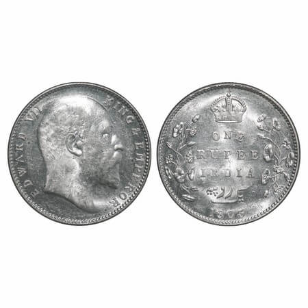 Edward VII, Silver, Rupee, 1903, Bombay Mint, 'B' incused and dot. F. Prid 199. GK 926. Br