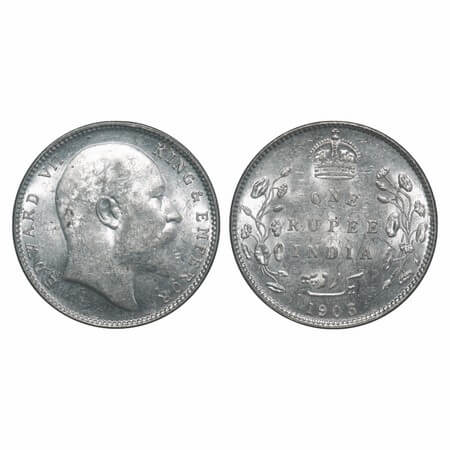 Edward VII, Silver, Rupee, 1903, Bombay Mint, 'B' incused & dot. F. Prid 199. GK 926. Bril