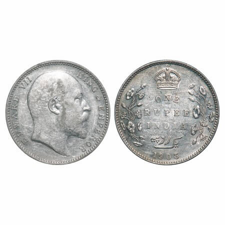 Edward VII, Silver, Rupee, 1903, Bombay Mint, 'B' incused & no dot. F. Prid 199. GK 927. A