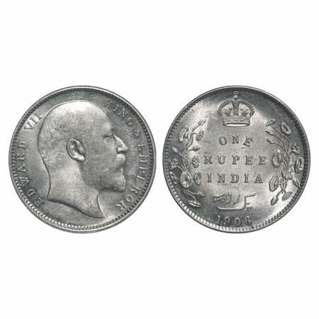 Edward VII, Silver, Rupee, 1906, Calcutta Mint, No mint mark. F. Prid 192. GK 938. Uncircu