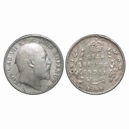 Edward VII, Silver, Half Rupee, 1908, Calcutta Mint, No mint mark, Ex-Mount. F. Prid 312. 
