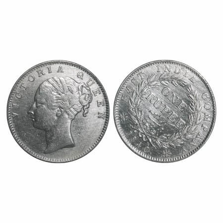 Victoria Queen, Silver, Rupee, 1840, CL, Calcutta Mint, A/I(i), English Head, With Two lea