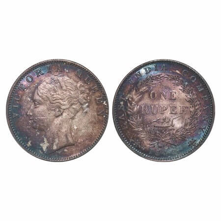 Victoria Queen, Silver, Rupee, 1840, CL, Calcutta Mint, B/VI, With 'M' incused, English He