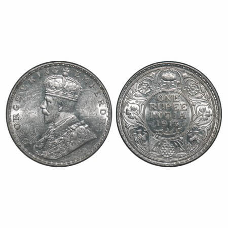 George V, Silver, Rupee, 1913, Bombay Mint, Dot, Elephant. F. Prid 219. GK 1028. Mint Stat