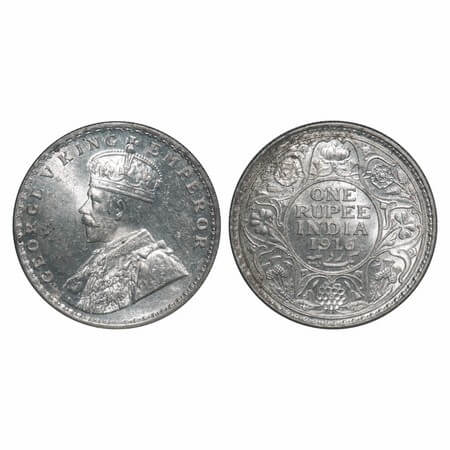 George V, Silver, Rupee, 1916, Bombay Mint, Dot, Elephant. F. Prid 222. GK 1034. Mint Stat