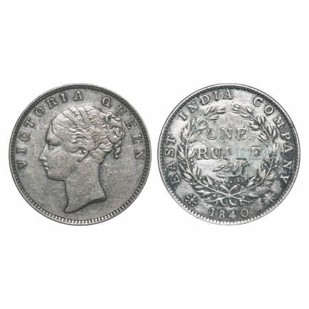Victoria Queen, Silver, Rupee, 1840, CL, Madras Mint, A/IV, 'S' incused, English Head, Wit