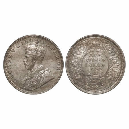 George V, Silver, Rupee, 1922, Bombay Mint, Dot, Elephant. F. Prid 228. GK 1044. Uncircula