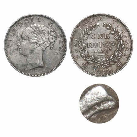 Victoria Queen, Silver, Rupee, 1840, CL, Madras Mint, A/IV, 'S' incused & 'V' raised, Engl