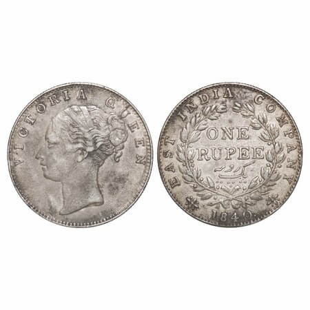 Victoria Queen, Silver, Rupee, 1840, CL, Madras Mint, A/IV, 'S' incused & 'V' raised, Engl