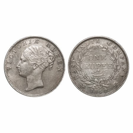 Victoria Queen, Silver, Rupee, 1840, CL, Bombay Mint, A/I, English Head, With bud above 'O