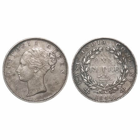 Victoria Queen, Silver, Rupee, 1840, CL, Bombay Mint, A/IV, English Head, With bud leaves 