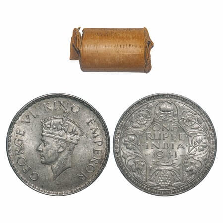 George VI, Half Silver, Rupee, (Roll of 20 coins), 1941, Bombay Mint, A(a)/I, Dot, Securit