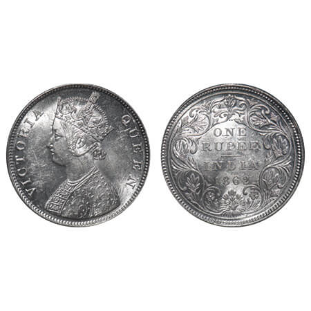 Victoria Queen, Silver, Rupee, 1862, Bombay Mint, B/II/2/0. F. Prid 71. GK 287. Brilliant 