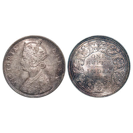 Victoria Queen, Silver, Rupee, 1862, Bombay Mint, B/II/2/0. F. Prid 71. GK 287. Uncirculat
