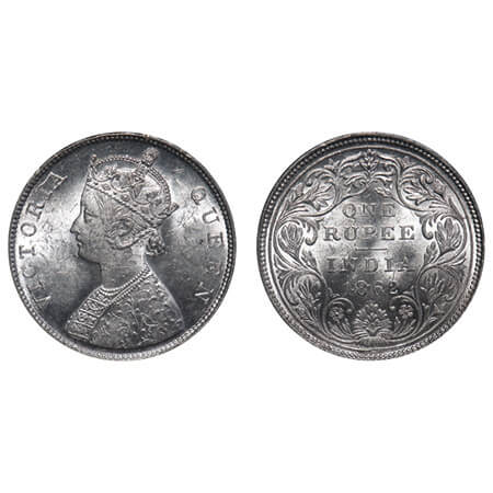 Victoria Queen, Silver, Rupee, 1862, Bombay Mint, B/II/0/3, Ghost on Rev. F. Prid 77. GK 3