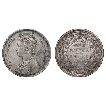 Victoria Queen, Silver, Rupee, 1862, Bombay Mint, B/II/0/5, 2nd dot is attached to the 3rd