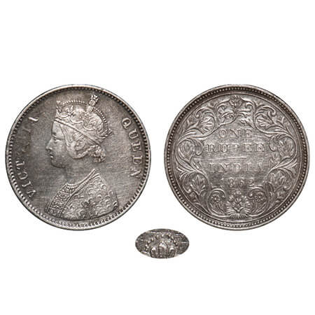 Victoria Queen, Silver, Rupee, 1862, Bombay Mint, A/II/0/10, w/o initial 'J', 10 dots in a