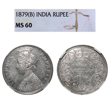 Victoria Empress, Silver, Rupee, 1879, Bombay Mint, A3/II(i), Dot. F. Prid Unlisted. GK 45