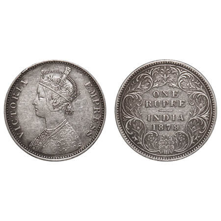 Victoria Empress, Silver, Rupee, 1879, Bombay Mint, A3/I, Dot, Minor dent on rim edge abov