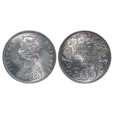 Victoria Empress, Silver, Rupee, 1890, Bombay Mint, C2/I, 'B' incused. F. Prid 178. GK 566