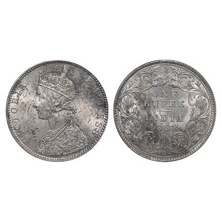 Victoria Empress, Silver, Rupee, 1898, Bombay Mint, C2/I(ii), 'B' incused. F. Prid 184. GK