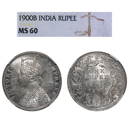 Victoria Empress, Silver, Rupee, 1900, Bombay Mint, A3(i)/I(ii), 'B' incused. F. Prid 186.