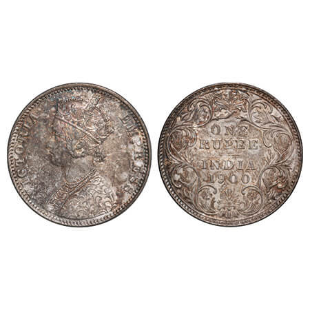 Victoria Empress, Silver, Rupee, 1900, Bombay Mint, A3(i)/I(ii), 'B' incused. F. Prid 186.