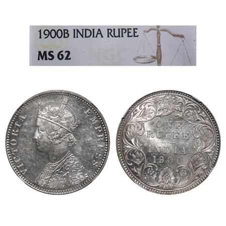 Victoria Empress, Silver, Rupee, 1900, Bombay Mint, A3(i)/I(ii), 'B' incused. F. Prid 186.